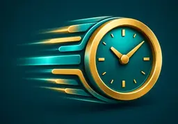 Stylised clock with motion lines suggesting instant loading